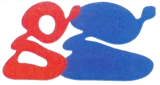 GG logo, red outline g and solid blue g